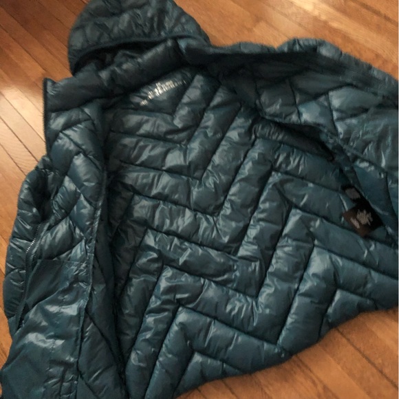 LONDON FOG Light weight packable down coat womens medium teal removable hood - Picture 6 of 9
